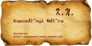 Kopcsányi Nóra névjegykártya