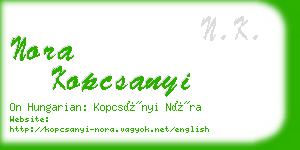 nora kopcsanyi business card